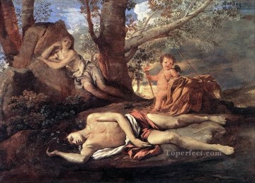  Poussin Art - Echo Narcissus classical painter Nicolas Poussin